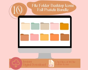 Herbst Pastelldatei Ordner Icons | Desktop Organizer (Digitaler Download)