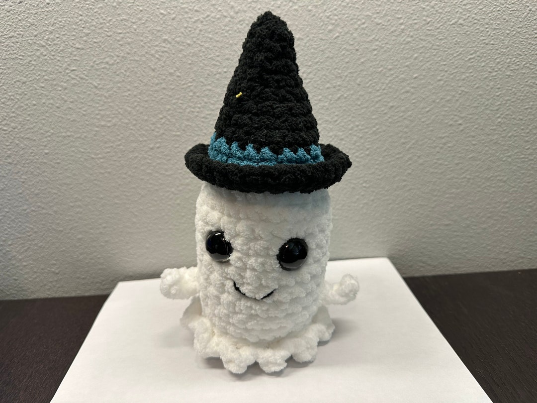Crocheted Amigurumi Halloween Ghost With Witch Hat Plushie - Etsy