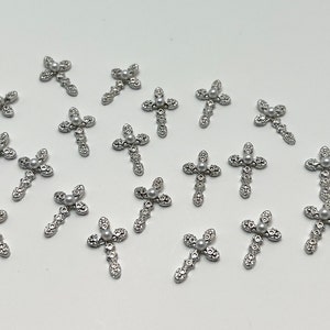 Cross Nail Charm with Pearl Center