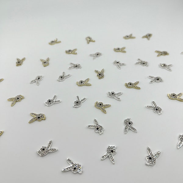 Bling Bunny Nail Charms / Bling Nail Charm / Crystal Nail Charms / DIY Charms / Gold Bunby Charms / Silver bunny Charms