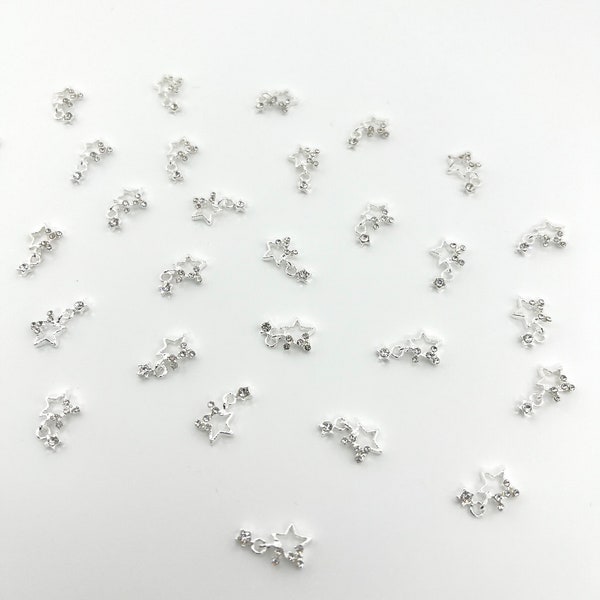 Shooting Star Nail Charm / Silver Dangling Star Nail Charms / Crystal Nail Charms / DIY Charms / Nail Charms