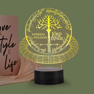 LOTR Map Personalisierte Lampe LED-Lichter Geschenk für ihn. LOTR Fans Map Lampe Geschenk Benutzerdefinierte 3D Nachtlicht Tischlampe.