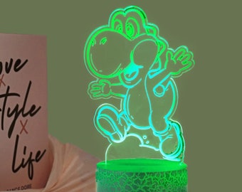 Personalized Yoshi 3d LED Table Lamp, Multicolor 3d Illusion, Unique Gift for Kids, Custom Anime Night Light Christmas Gift