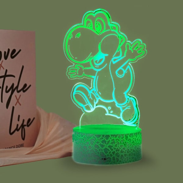 Personalized Yoshi 3d LED Table Lamp, Multicolor 3d Illusion, Unique Gift for Kids, Custom Anime Night Light Christmas Gift