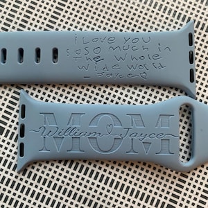 Inscription personnalisée Nos polices de caractères ou votre message manuscrit Bracelet Apple Watch Cadeau pour la fête des Mères Gravure personnalisée Texte personnalisé Maman grand-mère papa PAPA