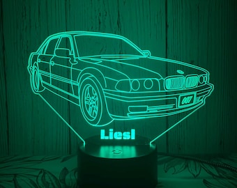 Lámpara LED personalizada BMW 007, luz LED 3D multicolor, regalo único para él, luz nocturna personalizada para coche, regalo de Navidad para amantes de los coches.