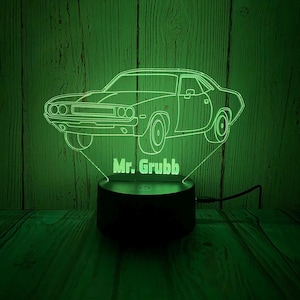 Personalized Dodge Challenger LED Light Led Lamp 3d LED Multicolor Gift for Him Custom Car Night Light Christmas Gift Car Lover Car Guy Gift