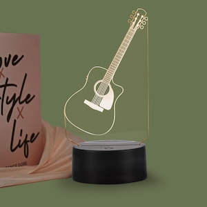 Guitar Led Lamp Personalized 3d LED Table Lamp, Multicolor 3d Illusion, Unique Gift for Kids, Custom Anime Night Light Christmas Gift
