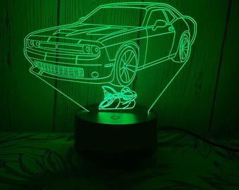 Personalized Dodge Challenger LED Light Led Lamp 3d LED Multicolor Gift for Him Custom Car Night Light Christmas Gift Car Lover Car Guy Gift