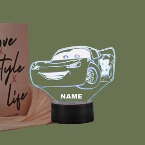 Personalized McQueen Car Disney Car LED Night Light 3d Illusion Night lamp for Kids Christmas Gift Gift for Her Gift for Him Kids Lamp