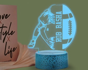 American Football Player Personalized Led Lamp 3d LED Table Lamp, Multicolor, Unique Gift for Kids, Custom Anime Night Light Christmas Gift