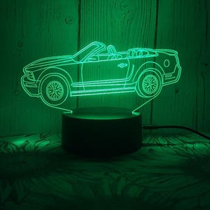 Personalized Mustang Convertible LED Light Led Lamp 3d LED Multicolor Gift for Him Custom Car Night Light Christmas Gift Car Lover Car Guy