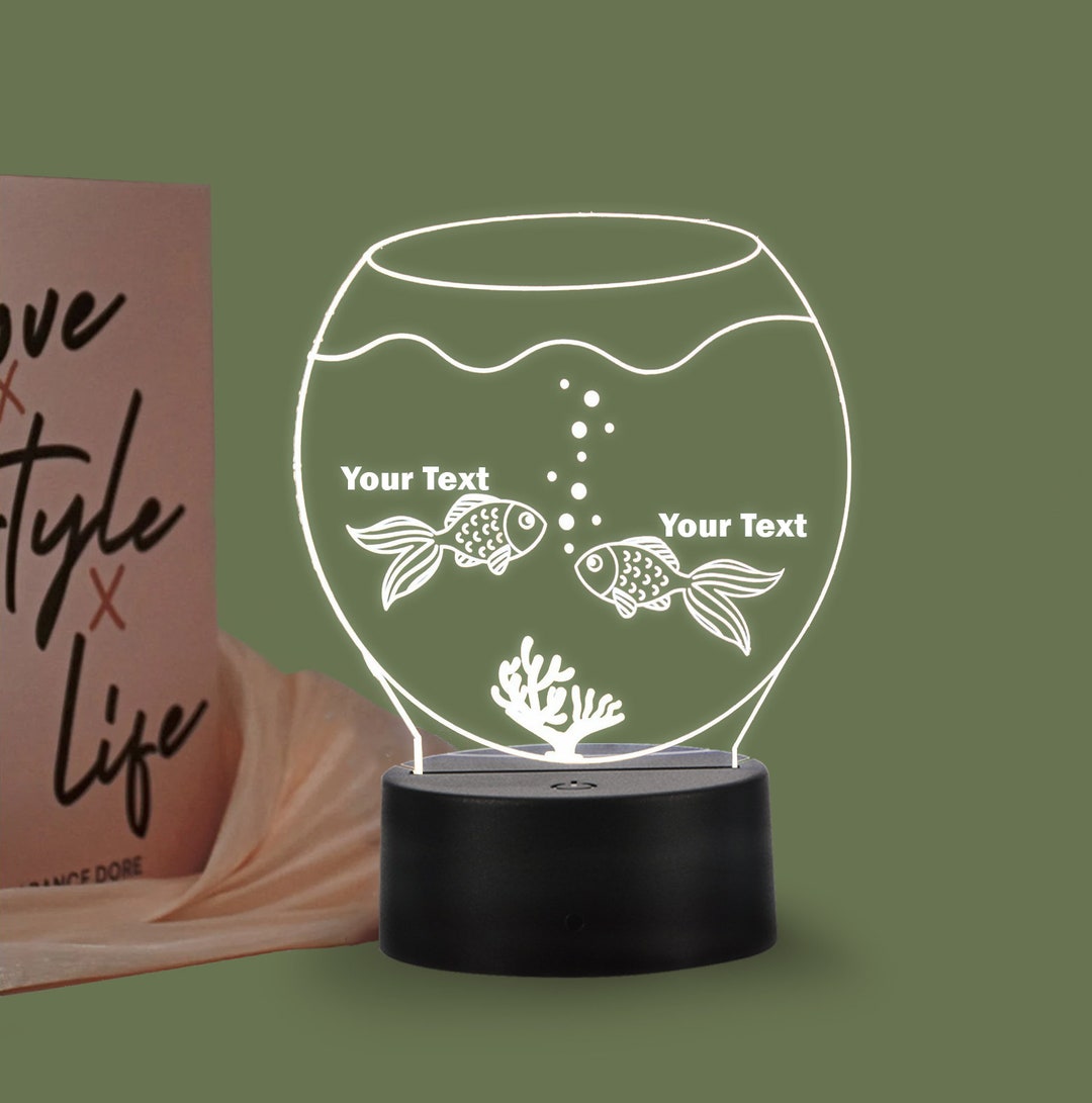 Fish Bowl Personalized Led Lamp 3d LED Table Lamp, Multicolor, Unique ...