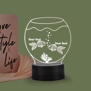 Fish Bowl Personalized Led Lamp 3d LED Table Lamp, Multicolor, Unique Gift for Kids, Custom Anime Night Light Christmas Gift