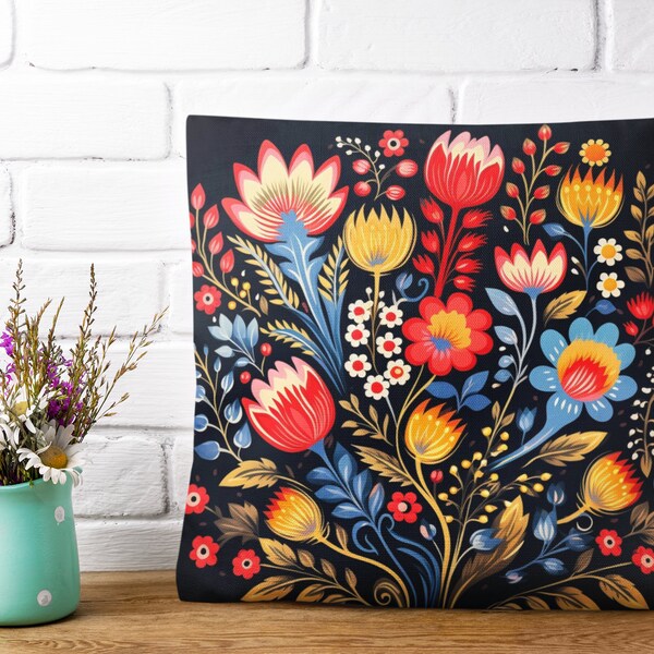 Vintage Style Czech Floral Pillow