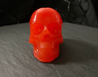 Blood Orange Resin Skull Art | Skull Decoration | Epoxy Skull | Human Skull (3") | Bookshelf Decoration | Paperweight | Figurine | Gothic
