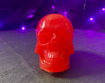 Strawberry Swirl Resin Skull Art | Skull Decoration | Epoxy Skull | Human Skull (3") | Bookshelf Decoration | Paperweight | Figurine