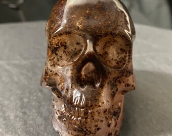Coffee & Cream Resin Skull Art | Skull Decoration | Epoxy Skull | Human Skull (3") | Bookshelf Decoration | Paperweight | Figurine