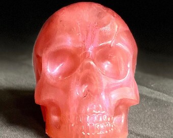 Strawberry Swirl Resin Skull Art | Skull Decoration | Epoxy Skull | Human Skull (4") | Bookshelf Decoration | Paperweight | Figurine