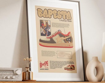 Bapesta x Kanye West Bapesta Shoes Branded Vintage Poster Wall Decor Cover Print Digital Download