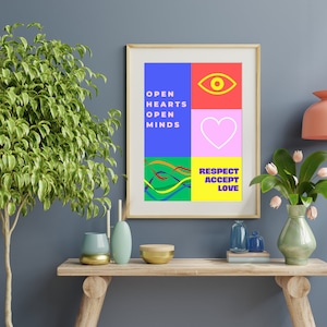 Pride Poster Respect Love Inclusivity Print Social Worker Wall Art Psychology Awareness Classroom Safe Space Poster LGBTQ Welcome Here