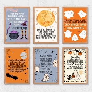 Halloween Poster Mentaler Gesundheit Spooky Klassenzimmer Zitat Bundle Sozialarbeiter Wand Kunst Psychology Are Welcome Here Safe Space Awareness Boho