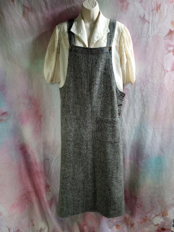 Vintage Victoria Holley Long Grey Woven Wool Overa