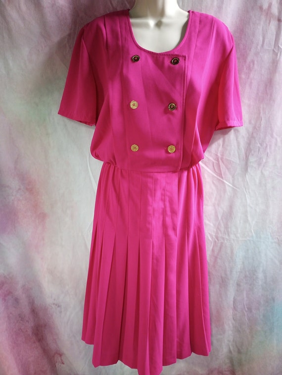 Vintage Liz Claiborne Hot Pink Magenta Short-Sleev