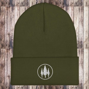 Beanie mit Baum Manschette