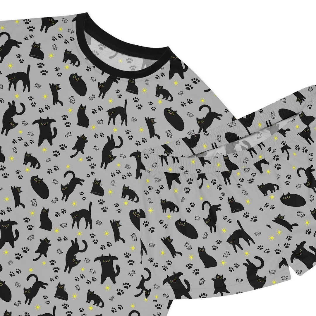 Cat Print Women's Short Pajama Set Etsy