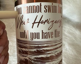 Custom 40oz Stanley style tumbler Courage beach footprints design