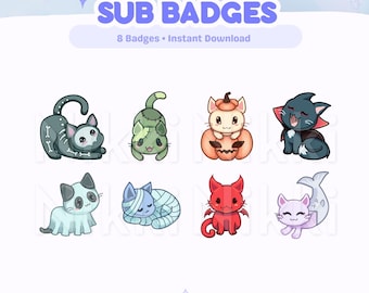 Twitch サブバッジ ハロウィン猫エモート 不気味な子猫 ストリームバッジパック