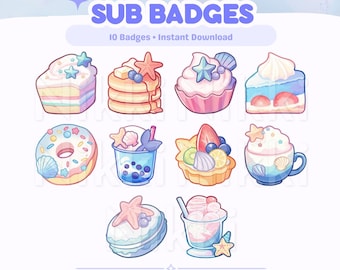 Twitch Sub Badges Seaside Cafe Emotes Coastal Ocean Stream Badge Pack