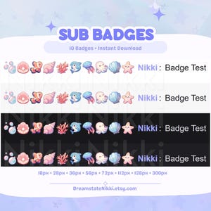 Ocean Emotes Twitch Sub Badges Ocean Emotes Kawaii Underwater Sea Stream Badge Pack ...