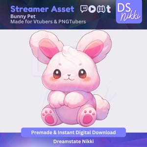Animated Bunny VTuber Pet Pal: Kawaii Stream Asset (MOC3 + WEBM)