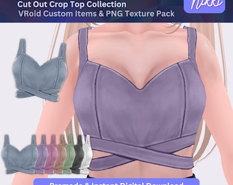 VRoid Crop Top Outfit: VTuber Clothes, PNG Textures (Digital Download)