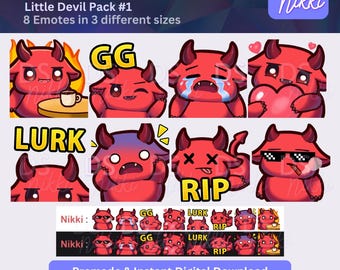 Little Devil Twitch Emotes: Kawaii VTuber/PNGtuber Stream Pack (Instant Download)