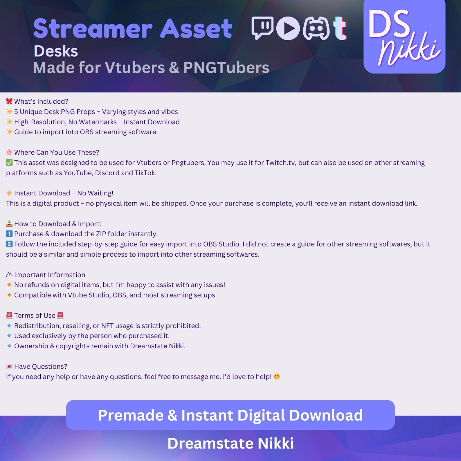 Vtuber Desk PNG Prop Pack – 5x Streamer Tables for Vtube Studio ...