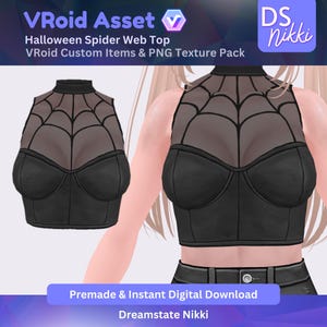 VRoid Studio Outfit – Halloween Spider Web Top, VTuber Clothes PNG Textures