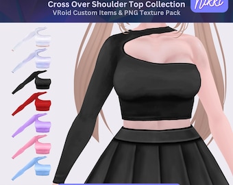 Tenue de studio VRoid - Ensemble de haut croisé, vêtements VTuber, textures PNG