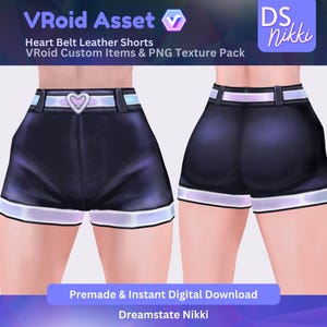 VRoid Studio Outfit – Heart Belt Leather Shorts, VTuber Clothes PNG Textures