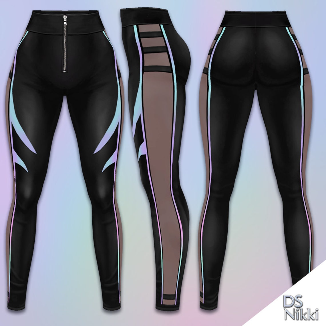 Vroid Mesh Striped Leather Pants Clothing Textures PNG Cute Vtuber ...