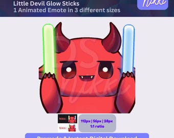 Animated Devil Twitch Emote – Kawaii Glow Sticks Stream Emote for VTubers & PNGtubers