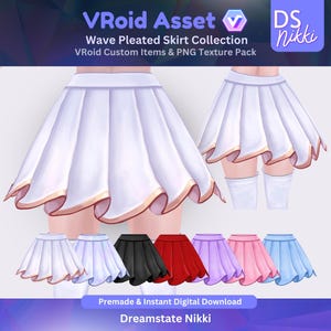 VRoid Studio Outfit – Wave Pleated Skirt Set, VTuber Clothes PNG Textures