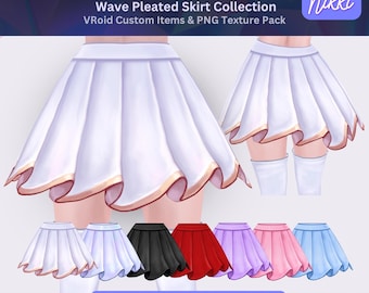 VRoid Studio Outfit – Wave Pleated Skirt Set, VTuber Clothes PNG Textures