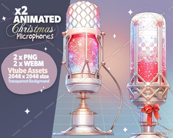 2 x Animated Vtuber Christmas Microphones, xmas vtube asset, twitch overlay, vtuber asset, Twitch asset, vtube assets, vtuber microphone