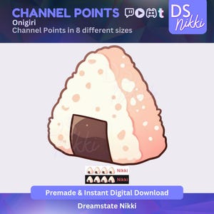 Onigiri Twitch Channel Points Icon – Kawaii Japanese Food Reward Badge