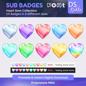 Twitch Sub Badges – Crystal Heart Gemstone Stream Emotes