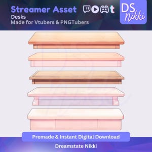 Vtuber Desk PNG Prop Pack – 5x Streamer Tables for Vtube Studio & PNGtubers