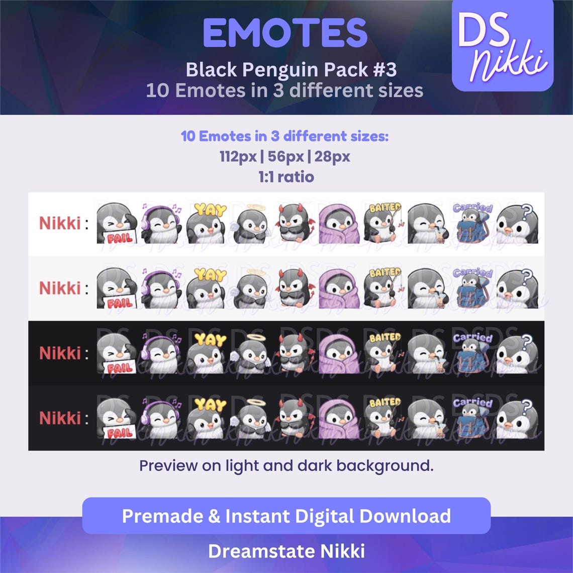 Black Penguin Emote Pack for Twitch, Youtube & Discord - Instant ...
